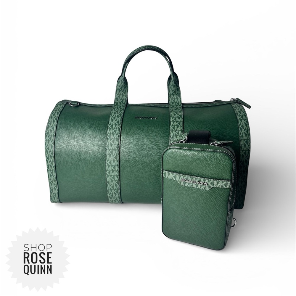 MICHAEL KORS | Green Pebbled Leather Duffel and Sling Bag Bundle NWT